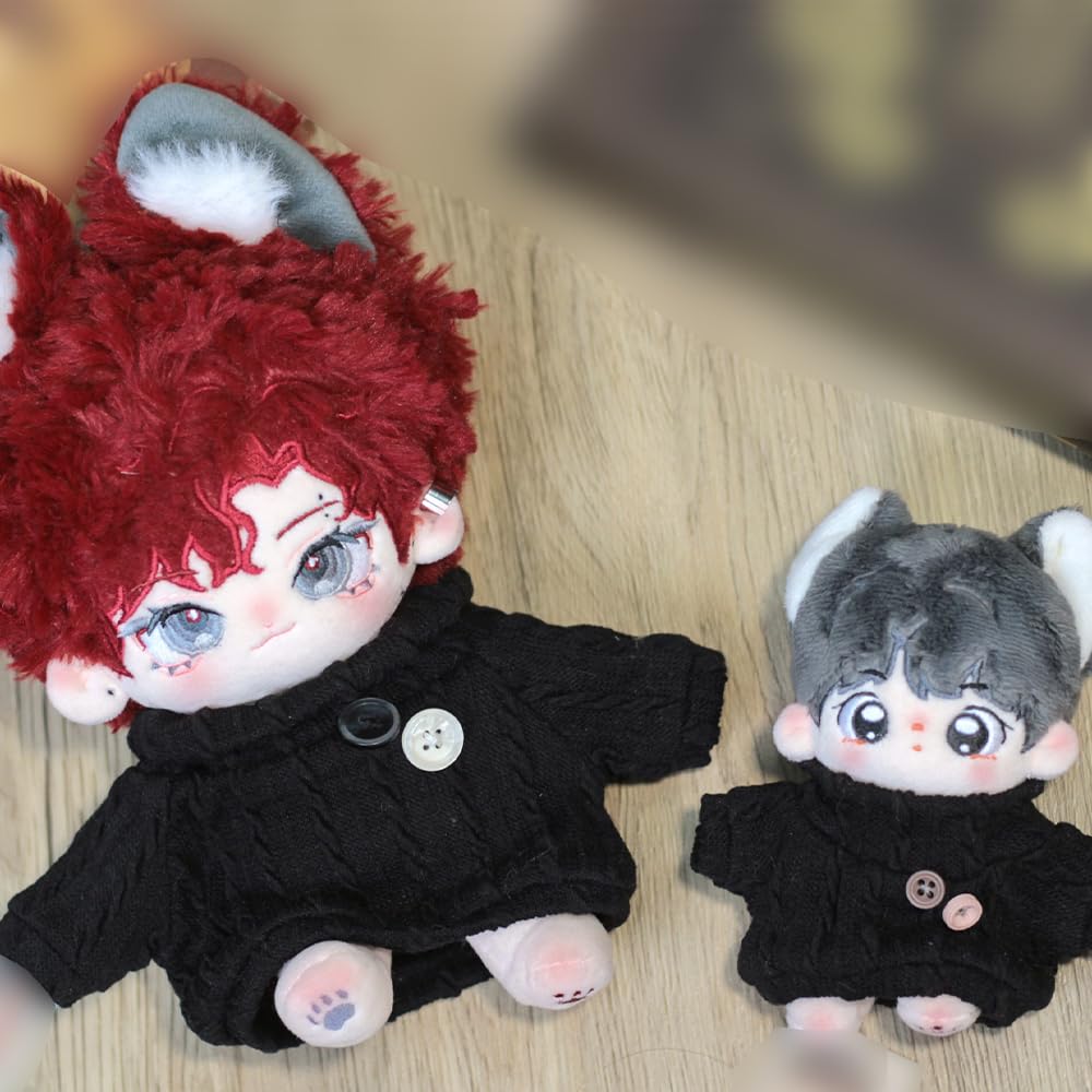 niannyyhouse 10cm-15cm 20cm Plush Clothes, Turtleneck Sweater, Cotton Doll Clothes, Dress-Up (Black, 10cm-15cm)