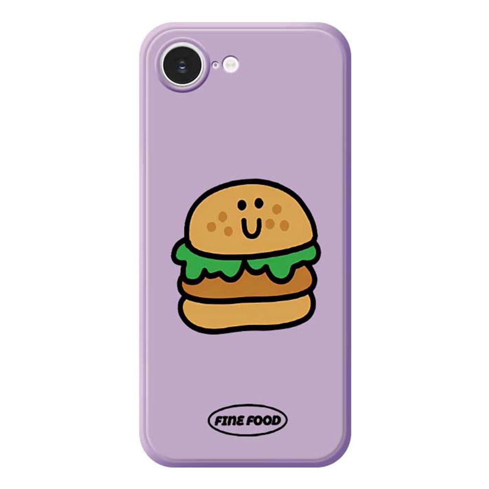 

For iPhone 16e Case Hamburger Pattern Printing Straight Edge TPU Phone Back Cover Purple