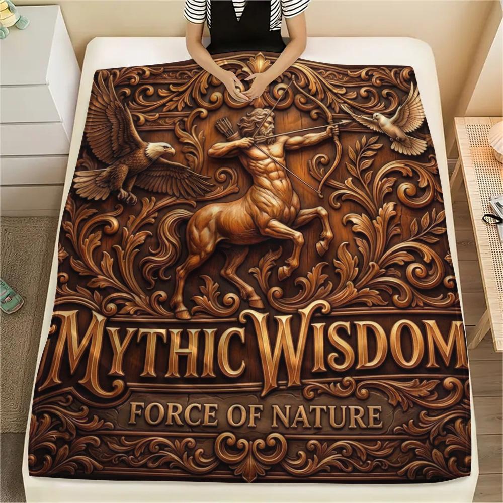 1Pc Centaur Print Flannel Blanket, High quality Comfortable for All Seasons, Home Decor, Warmth and Comfort, Perfect for Christmas Gifts