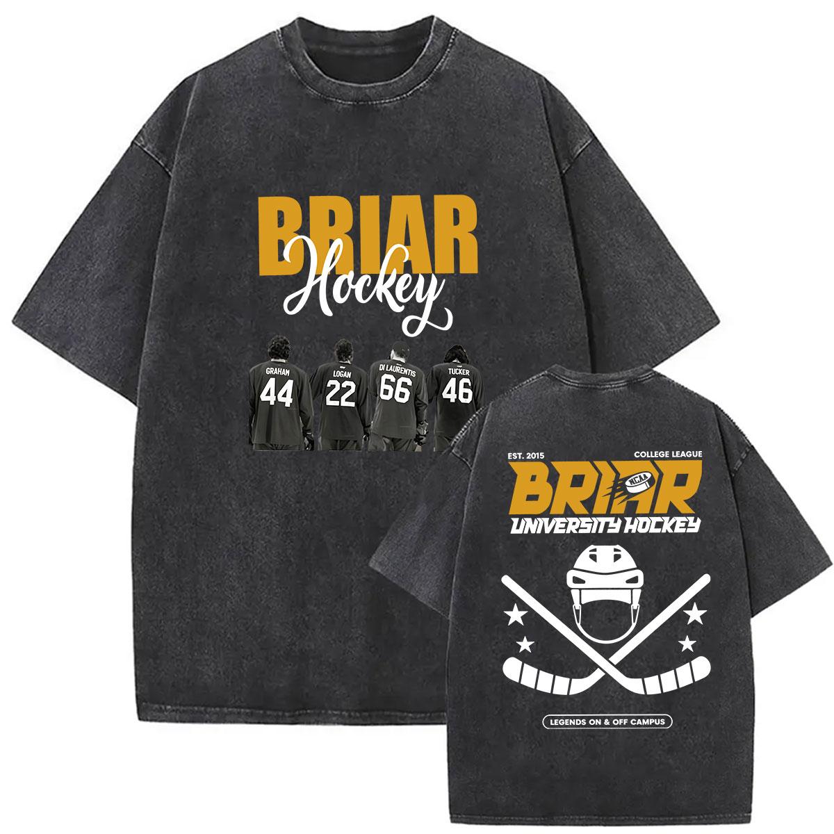 Vintage Washed Briar Hockey University Off Campus 2026 T Shirts Men s Women Harajuku Fashion Oversized Cotton T-shirt Streetwear S разноцветный