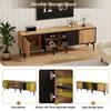 160 x 36.5 x 45 cm TV Cabinet Living Room with 4 Compartments, 7 Legs, in Modern Minimalist Design, Suitable for 65-Inch TVs, Natural Wood Color