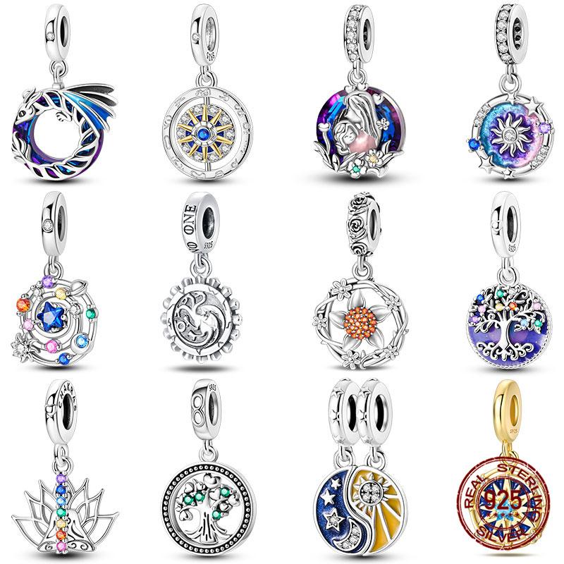 Fit Original 925 Bracelet Magic Star Plate Angel Moon Tree of Life Charms DIY Jewelry Making Women Gift 100% 925 Silver