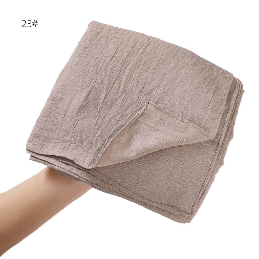 High Quality Breathable Elastic Wrinkle Long Scarf Women Plain Color Polyester Crinkle Soft Hijab Muslim Ladies Turban Headwraps