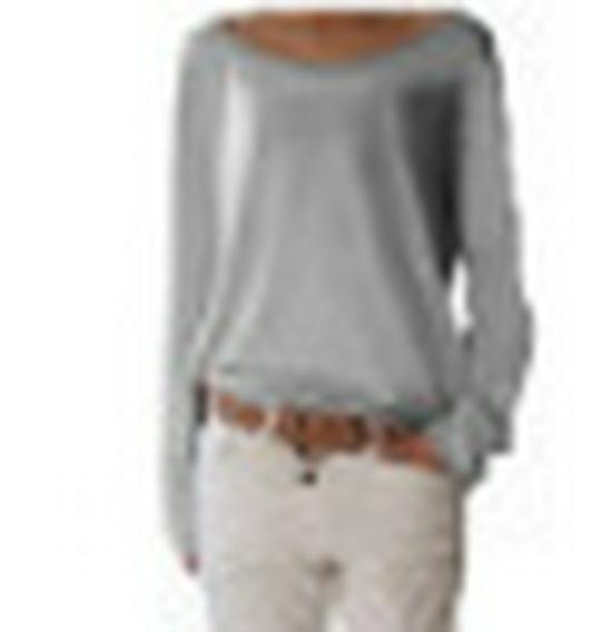 T-shirt Pull à Manches Longues pour Femme Style Doux Automne 2025 Coton Col Rond Coupe Ample