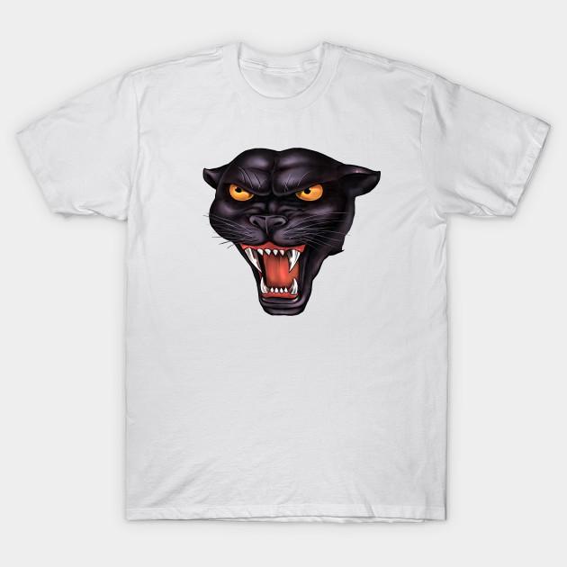 

Men Black Print T-shirt Rowdy Panther Head No-Cut Transfer Paper Print Cotton Tshirt 2XL білий
