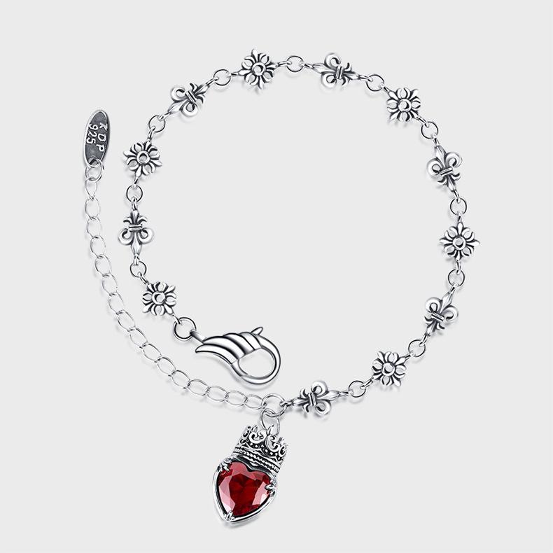 

925 стерлингового серебра тяжелая промышленность корона любовь браслет ретро простой интернет знаменитость личность ins ниша дизайн украшения для рук