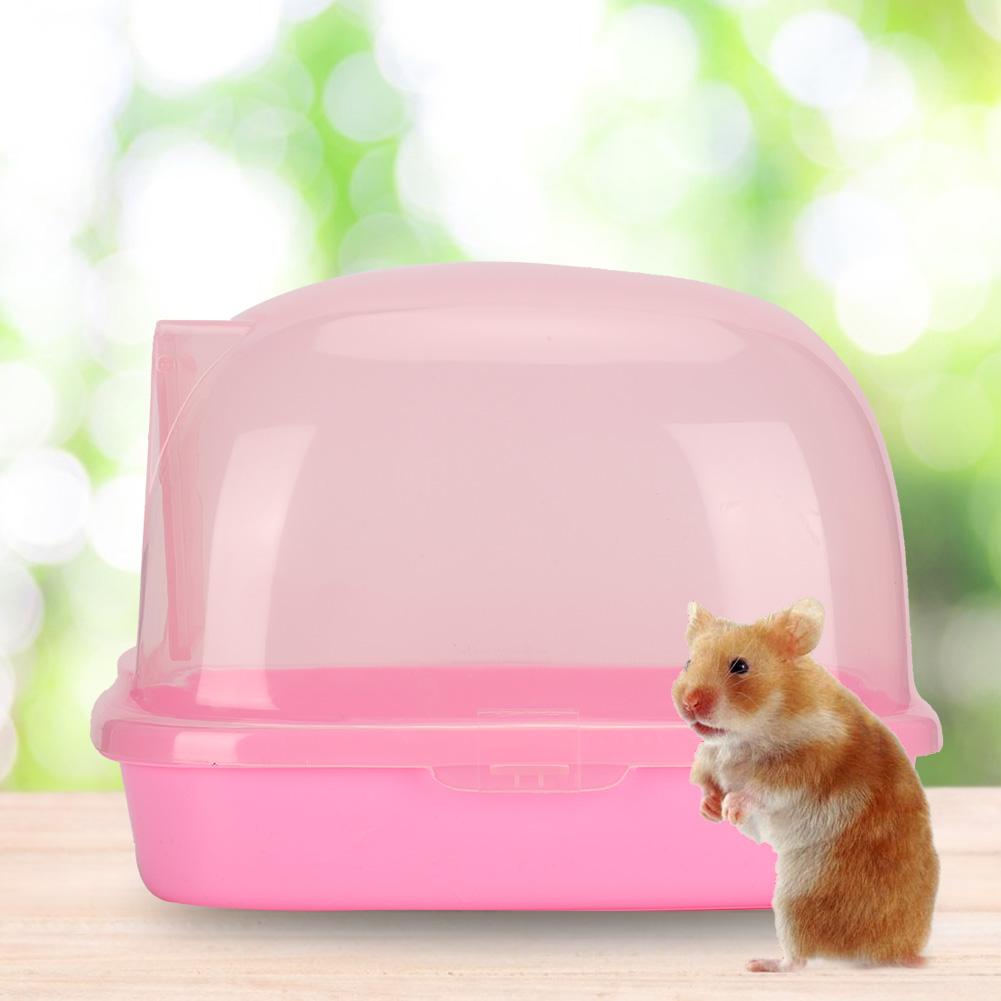 Hamster Automatic Door Open Close Bathtub Small Pet Cleaning Bathroom House  (Pink)