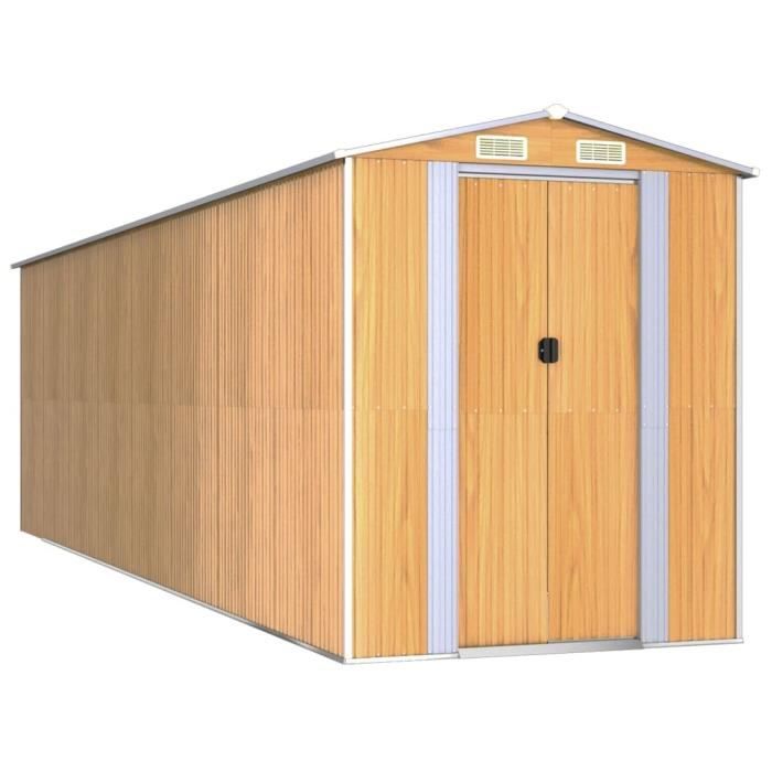 3147477 vidaXL Abri de jardin Marron clair 192x689x223 cm Acier galvanisé