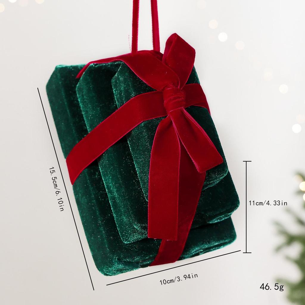 New Wine Red Fabric Gift Bag with Bow for Christmas Indoor Decoration