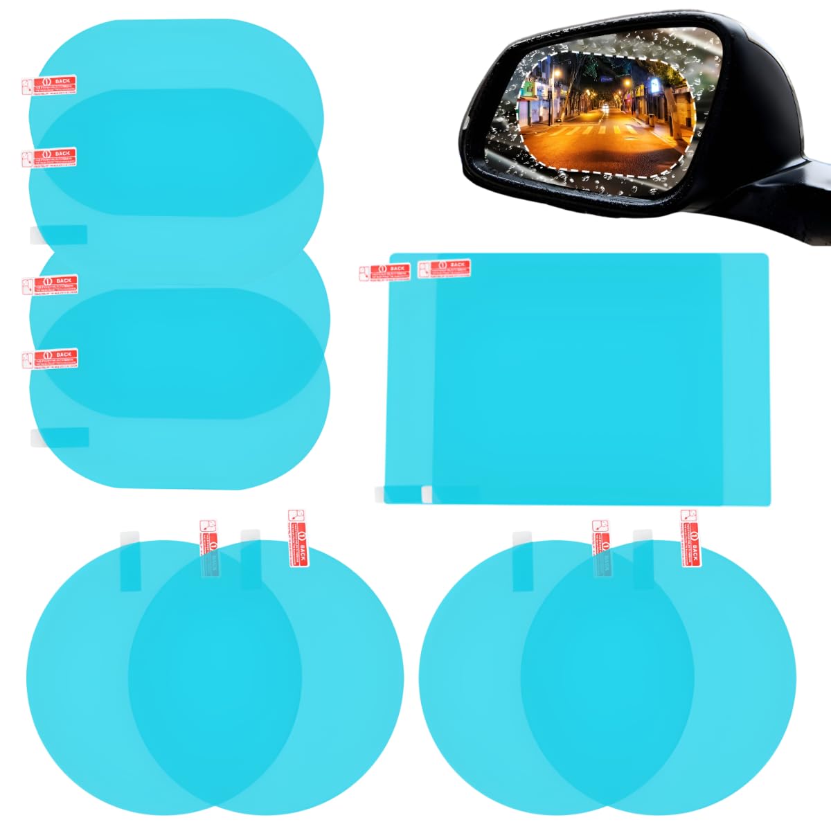 

Car Rearview Mirror Waterproof Film Hydrophilic Film for Side Universal Safe Clear Easy Enhances Driving Safety and Durability [Ruleheai] [5-Pack]
