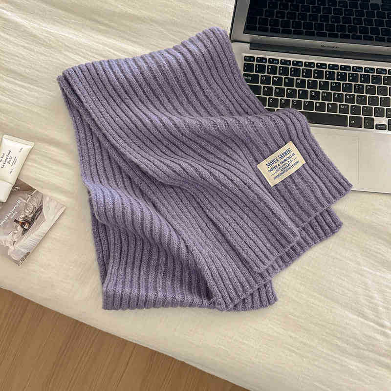 Woolen Knitted Brown Color Scarf Women'S Season Thickened Couple Warm Student Solid Color Men'S Scarf