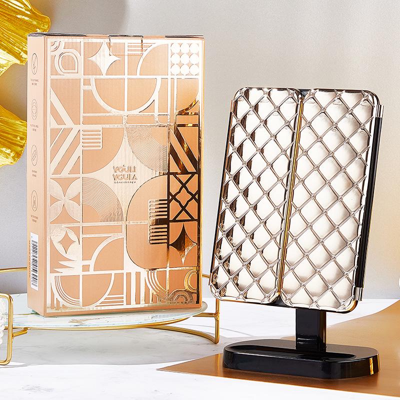Yuri Yura LED Touch Makeup Mirror with Adjustable Brightness, HD Reflection, and Folding Design