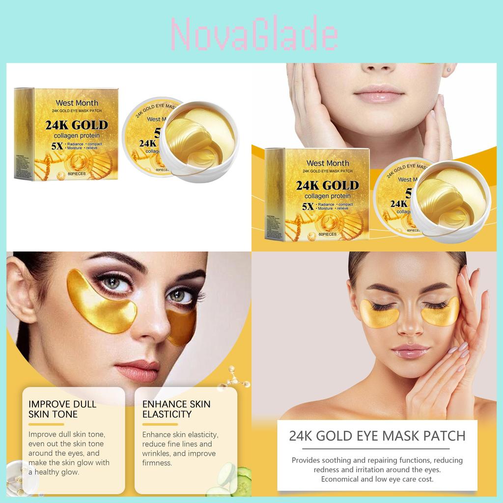 Premium West Month 24k Gold Eye Mask Patches For Nourishing Hydration And Firming Fine Lines