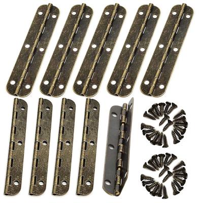 10Pcs Mini Lengthened Antique Brass Bronze Jewelry Chest Gift Wooden Music Box Wine Case Dollhouse Cabinet Door Hinge with Screw