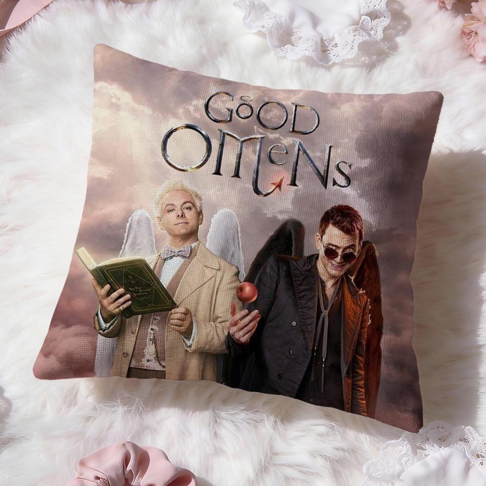 Tv G-Good Omens Cushion Cover Premium Comfort Reversible Pillow Cove -Two in One Design for Any Room & Car Interior