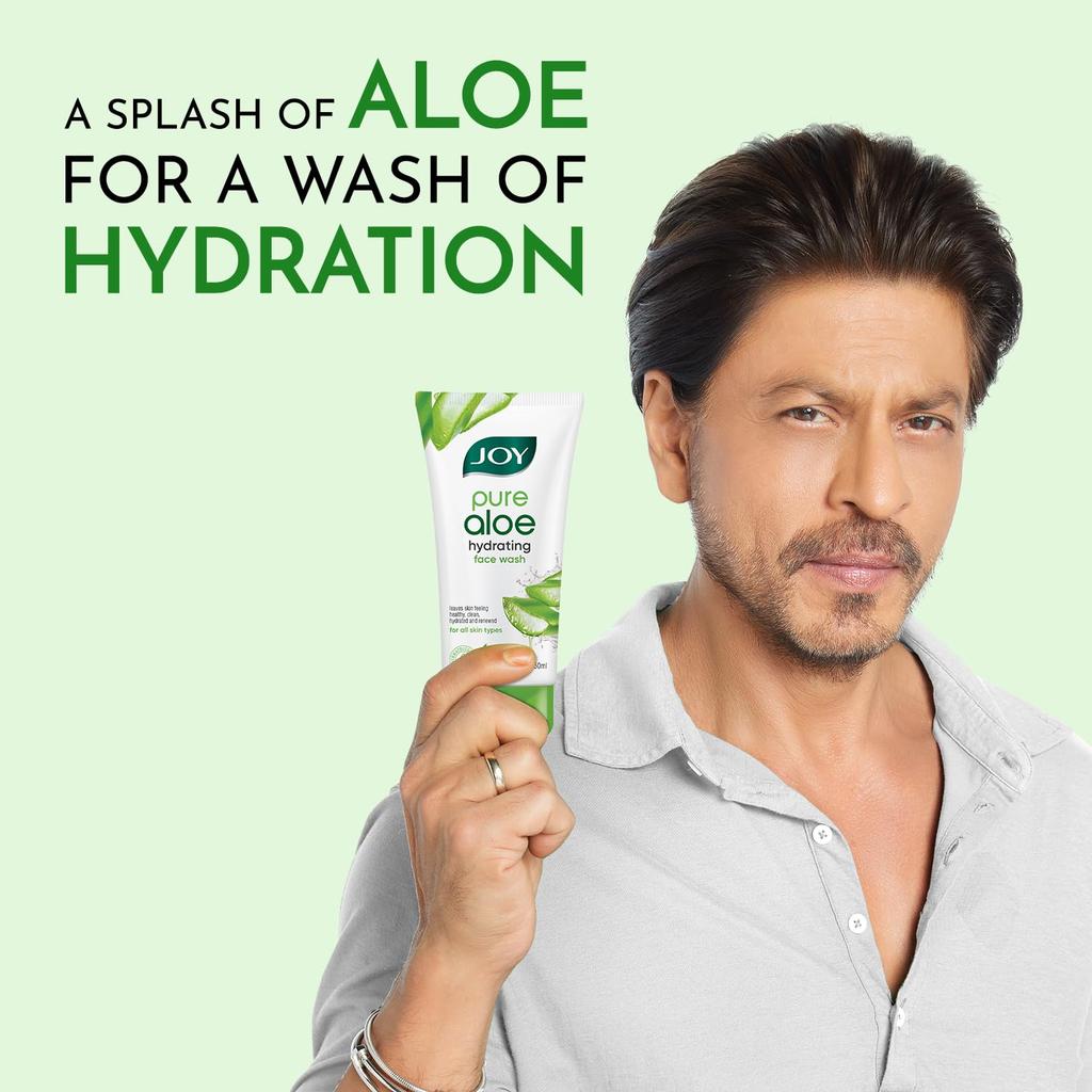 JOY Hydrating Aloe Vera Face Wash For Summers 150ml Non Drying Cooling Gel Cleanser Removes Dirt Controls Oil For Men And Women