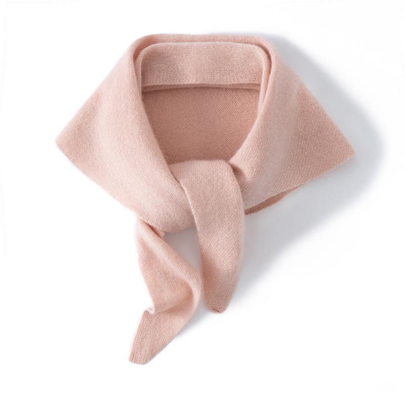 100% Pure Cashmere Women's Triangle Scarf - Solid Color, Autumn/Winter Versatile Knit Warmth