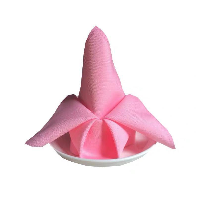 Plain Red Napkin Cloth for Hotels, Cafes, and Western Restaurants - Multipurpose Folded Flower Design