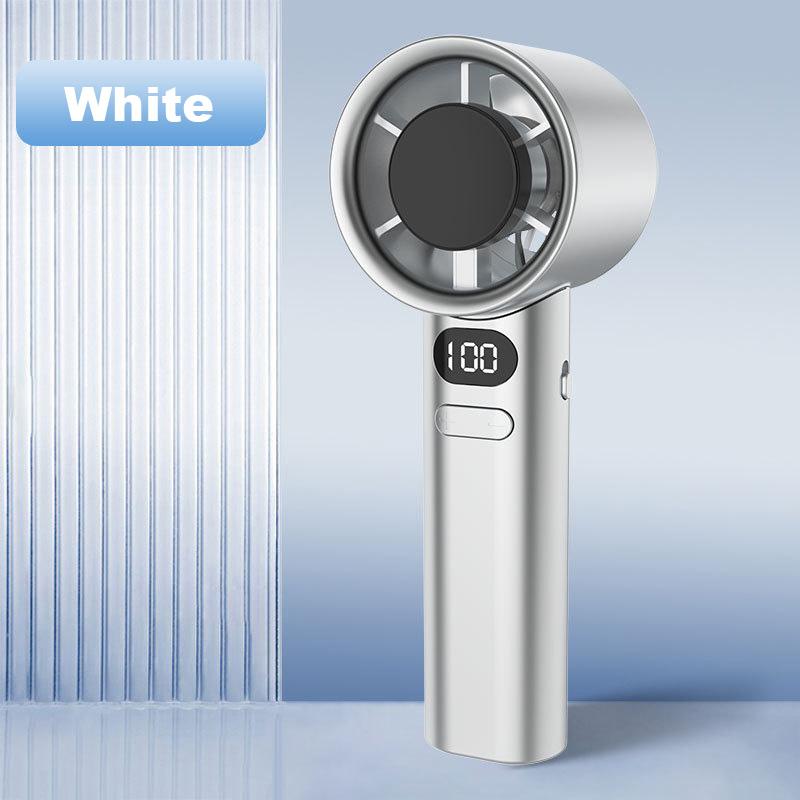 USB Rechargeable Turbo Handheld Fan - Adjustable 12-Speed Mini Fan with LED Display & Gentle Mode for Home/Office/Travel