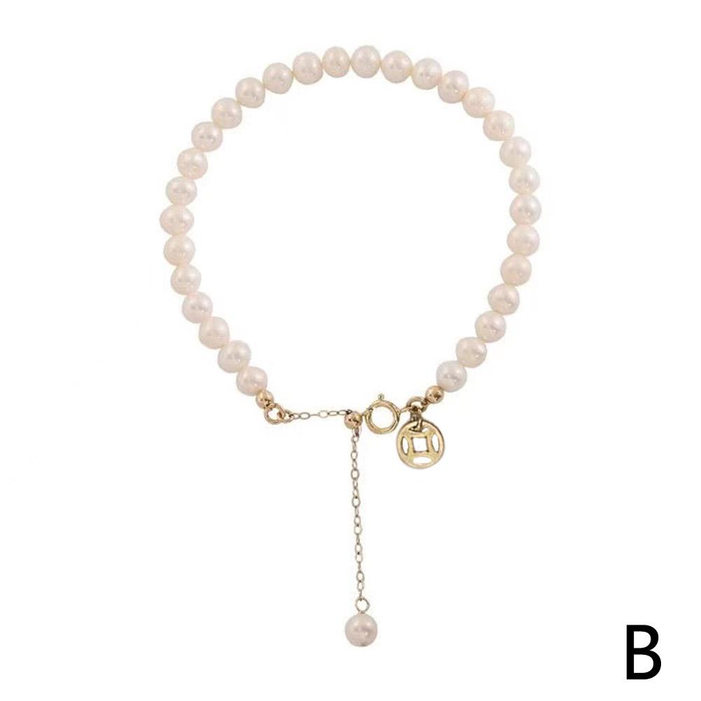 Elegant Imitation Pearl Bracelet for Women Chinese Style Fu Brand Bracelet String Pearl Round Sign Lucky Jewelry