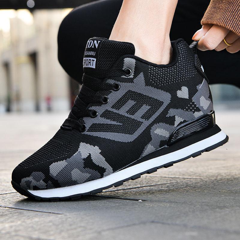 Fashion New Women's Shoes Breathable Summer Thick Sole Sneakers Breathable Height Increasing Camouflage Lace Up Casual Single Shoe