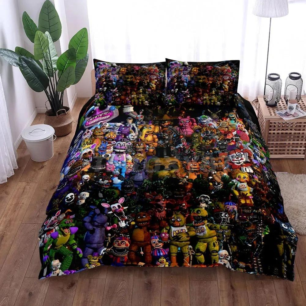 Cartoon Freddy Bedding Set Duvet Cover Pillowcase Bedroom Decor for Boys and Girls Birthday Gift Available In Single Double and