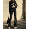 Retro Korean Version of Micro-flared Jeans for Women's Spring and Autumn New High-waisted and Thin Spice Girl Wide-leg Jeans