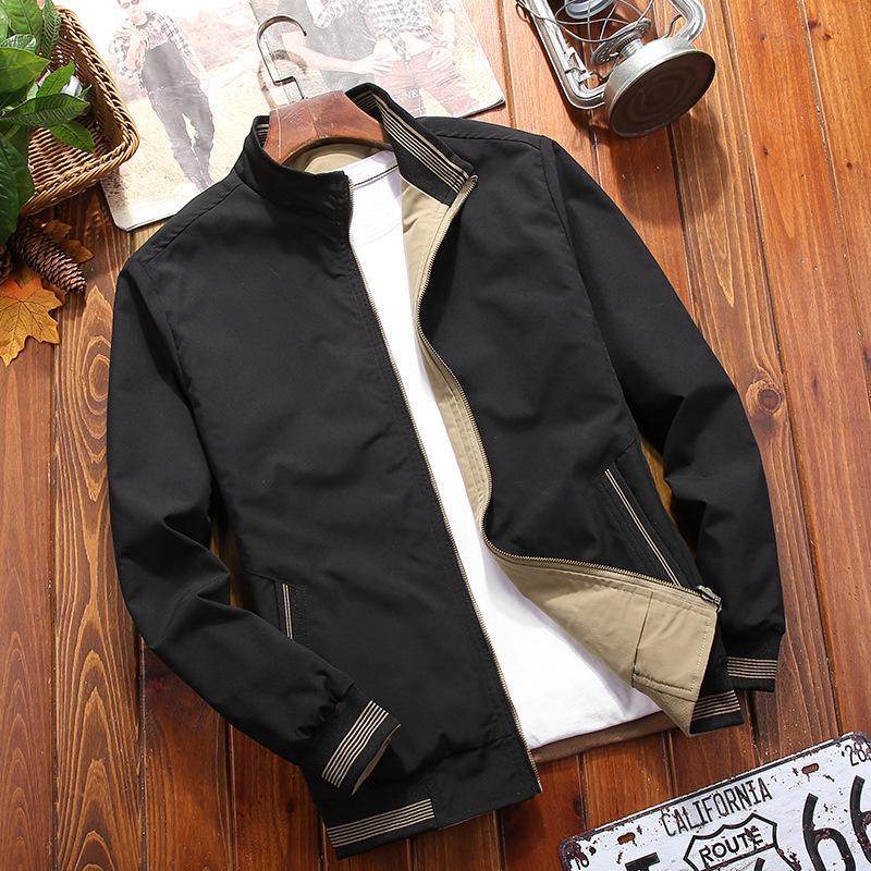 Men's Reversible Stand Collar Jacket for Spring and Autumn - Casual Style for Middle-aged and Elderly