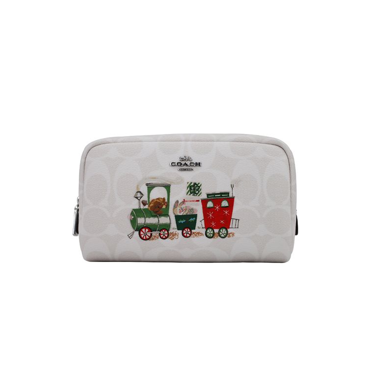 Coach Boxed Keychain Set PVC Clutch Women Accessories White C1751-SVRFI