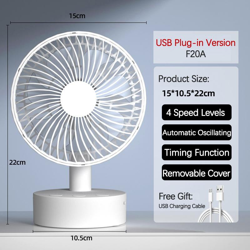 Desktop Mini Fan USB Rechargeable with 4 Speed Settings, Timer Function, Oscillating, Quiet, Strong Wind, Suitable for Office, Home, Outdoor Use,an