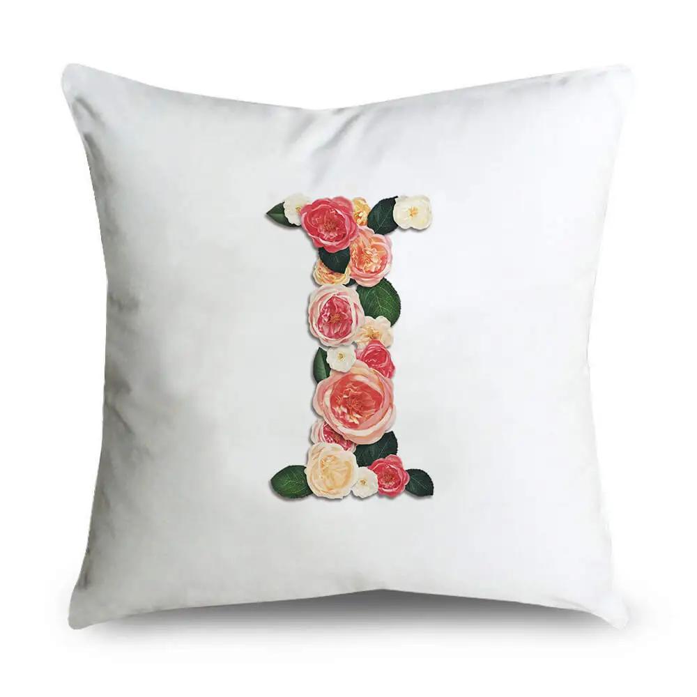 Pillow Home Decor Chair Pillowcase Wedding Decoration Cushion Cover Pink Flower Letter Sofa Car