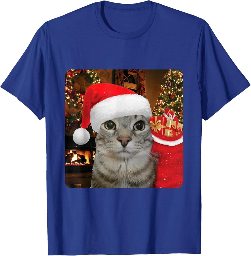 Funny Christmas Rizz Season Humor Cat Internet Meme Unisex T-Shirt
