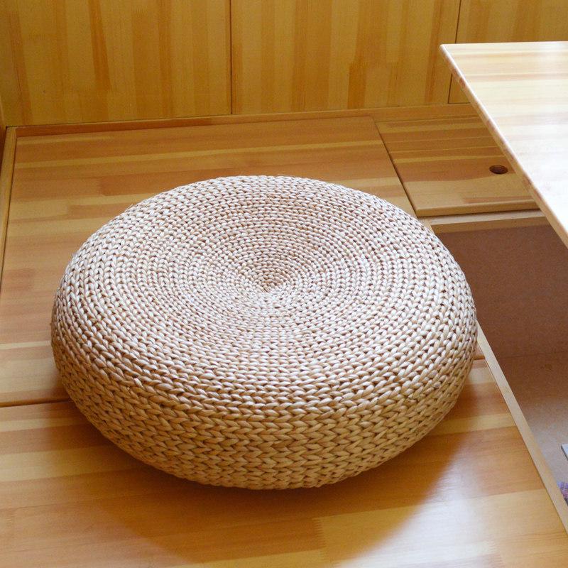 Japanisches Tatami Rattan Bodenkissen - Dicke Runde Zen Meditationsmatte