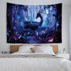 Traumhaftes Verzaubertes Wald-Wandteppich Blau Fantasie-Drache Wandkunst Cooles Anime-Dekor Wohnzimmer Schlafzimmer Wohnheim Natur Dekoratives Geschenk