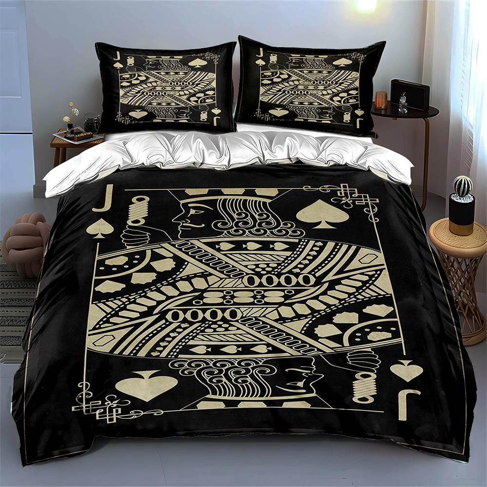 Playing card design. Bedding Duvet cover sets Duvet covers Pillowcases gifts (1 * Duvet Cover 2 * Pillowcases, without duvet insert)