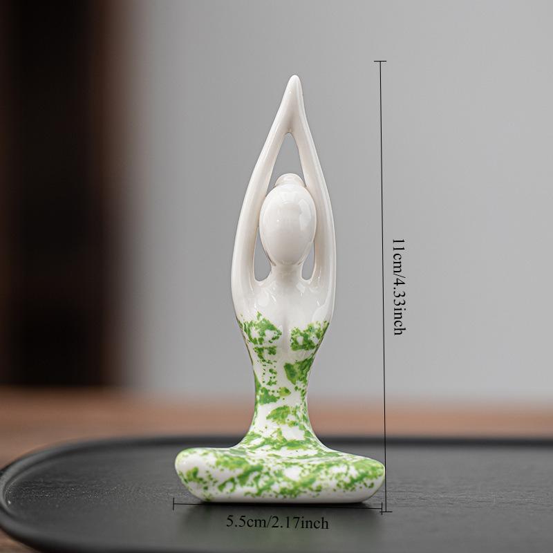 Ceramic Yoga Girl sculptures and figurines Creative Zen Home Room Office Yoga Room Table decoration and accessories