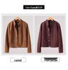 Women's Retro Suede Stand Collar Motorcycle Leather Jacket - Slim Fit, Genuine Leather, 2025 Edition