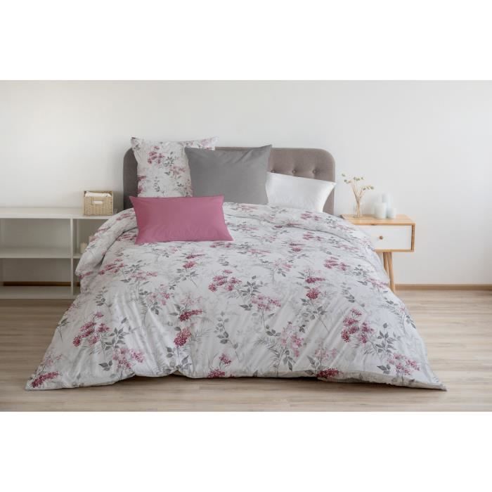 Bettwäsche-Set 240x260 cm HOME LINGE PASSION POMPADOUR : Bettbezug + 2 Kissenbezüge - 100% Baumwolle 57 Fäden -