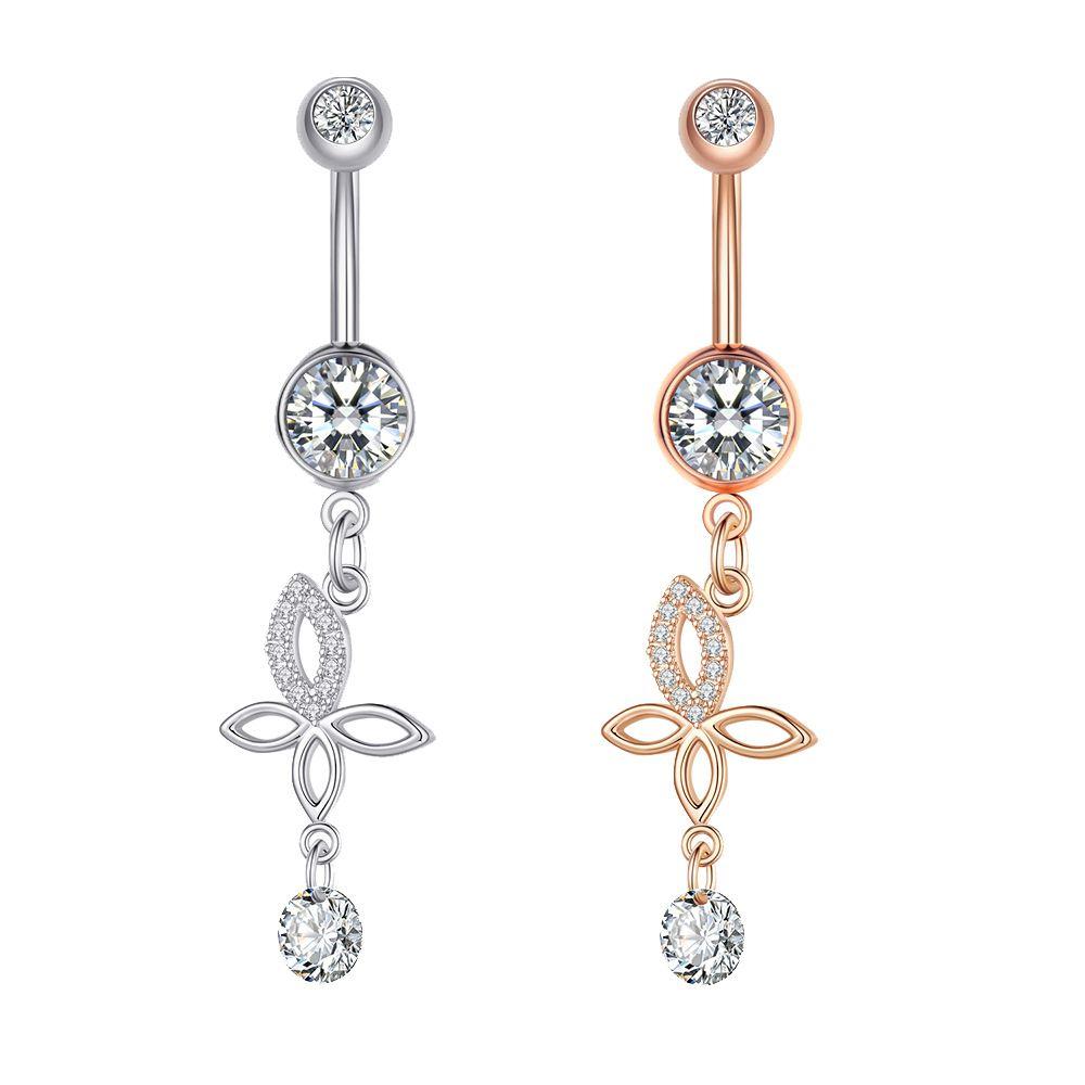 Butterfly Belly Piercings Stainless Steel Zircon Navel Ring Fashion Belly Button Rings  Girl