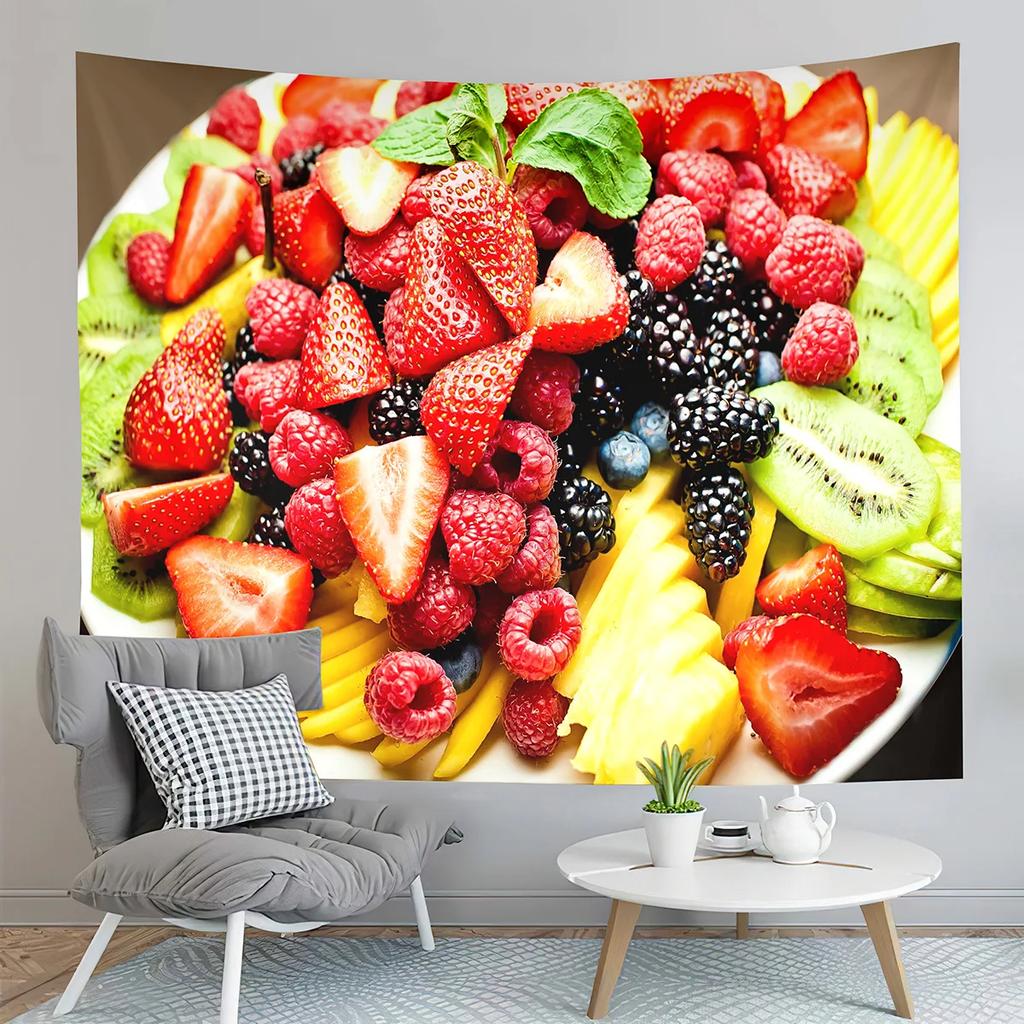Fruit Party Tapestry Harvesting Season Tapestry Apple Strawberry Tapestry Home Living Room Bedroom Dorm Wall Hanging Blanket