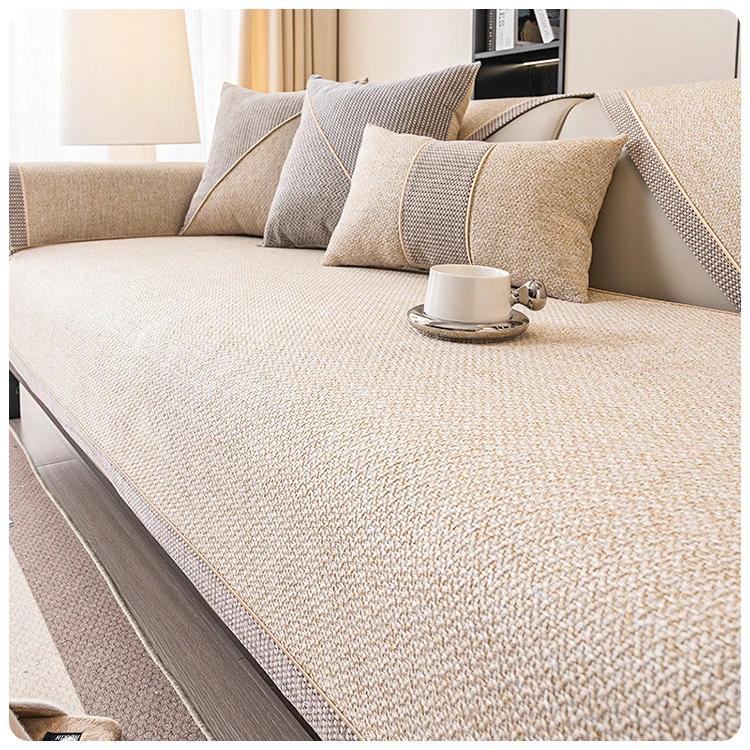 1 pieza Funda de sofá de algodón y lino Universal para las cuatro estaciones Sala de estar Engrosamiento Antideslizante Funda de cojín para sofá Cubrepolvo para muebles