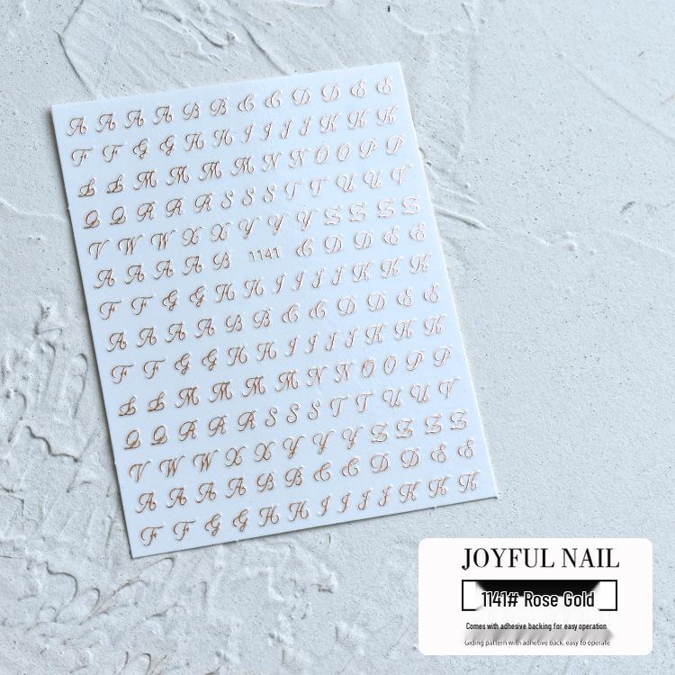 3D Laser Nail Stickers - Russian Symbols, Letters, Numbers for Influencer Style