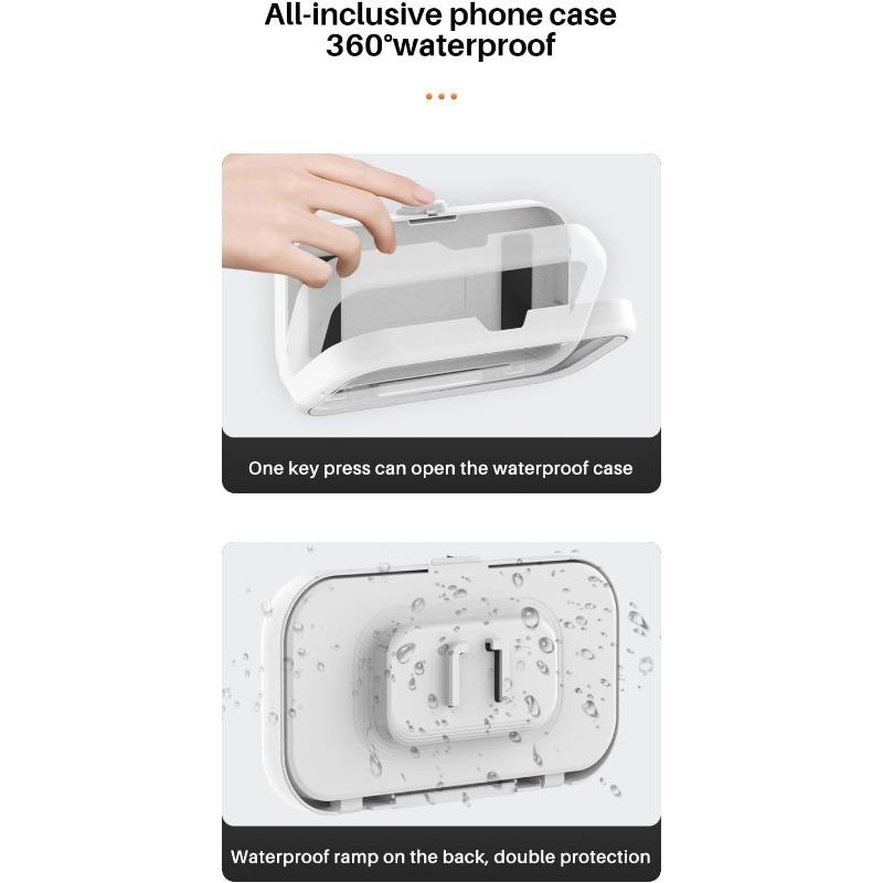 360 ° Rotatable Bathroom Waterproof Phone Case Bathroom Shower Drama Chasing Tool Kitchen Wall Hanging Lazy Person Bracket (Green)