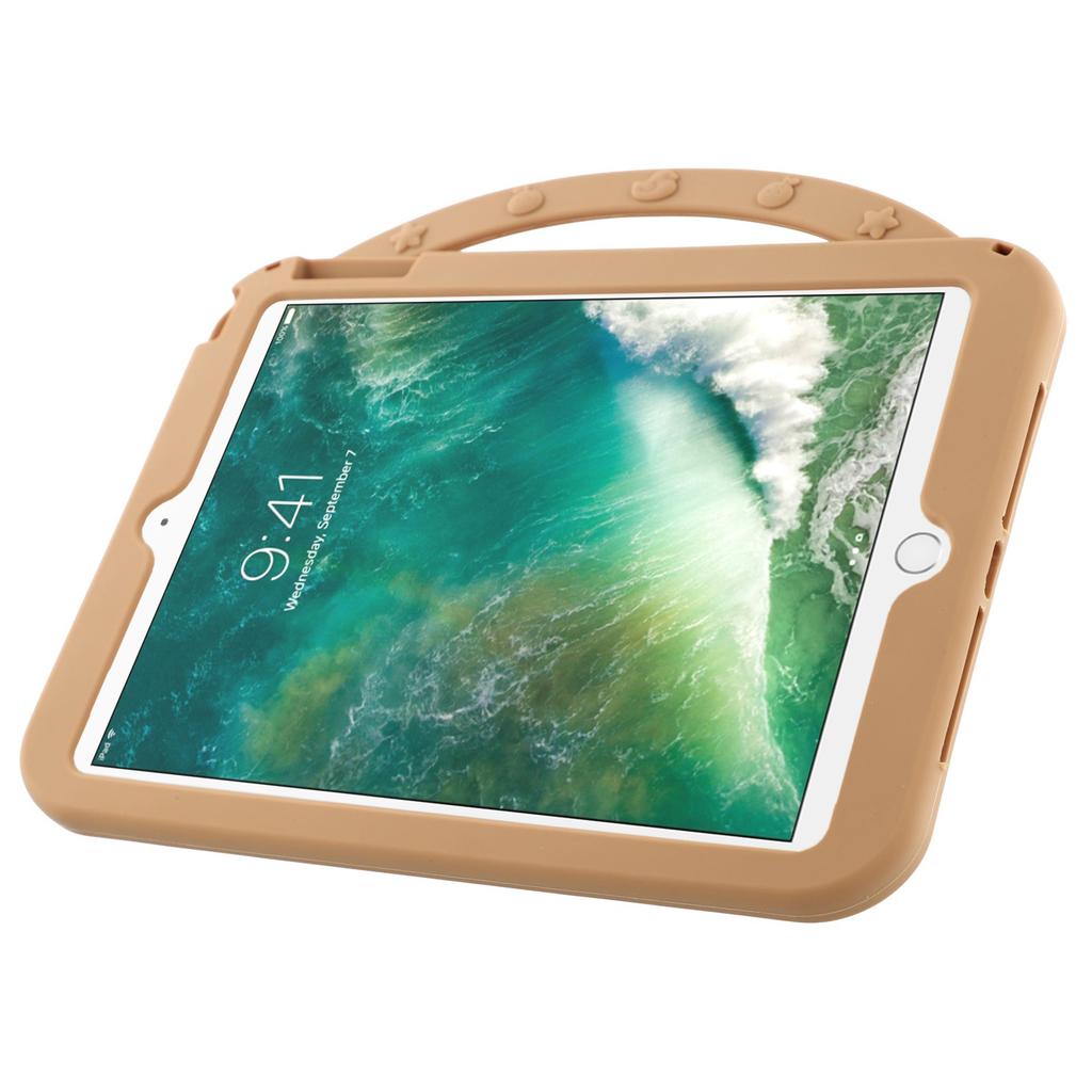 For iPad 9.7-inch (2018)/(2017) Silicone Case with Handle 360 Degree Rotating Kickstand Protective Cover Capybara Pattern