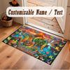 Dinosaur Theme Soft Crystal Velvet Rug Custom Name & Text Print Non Slip Floor Rug for Bedroom Living Room