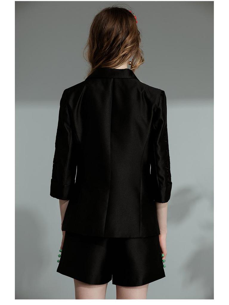 Xia Zifeng Frühling/Herbst Seidenwolle Bestickter Anzugjacke