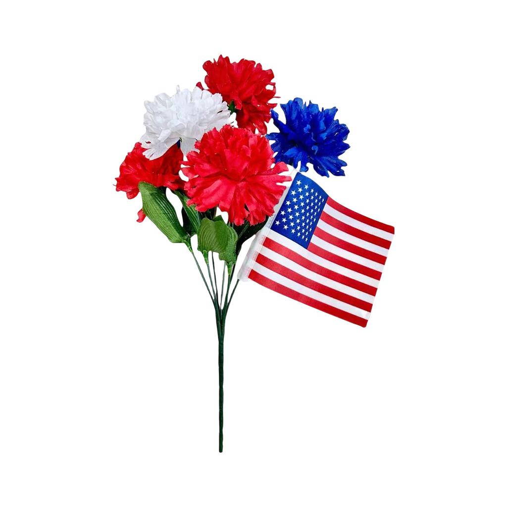 Tree Decoration Tricolor Artificial Flowers Patriotic Silk Rose Daisy And Decorative Independence Day