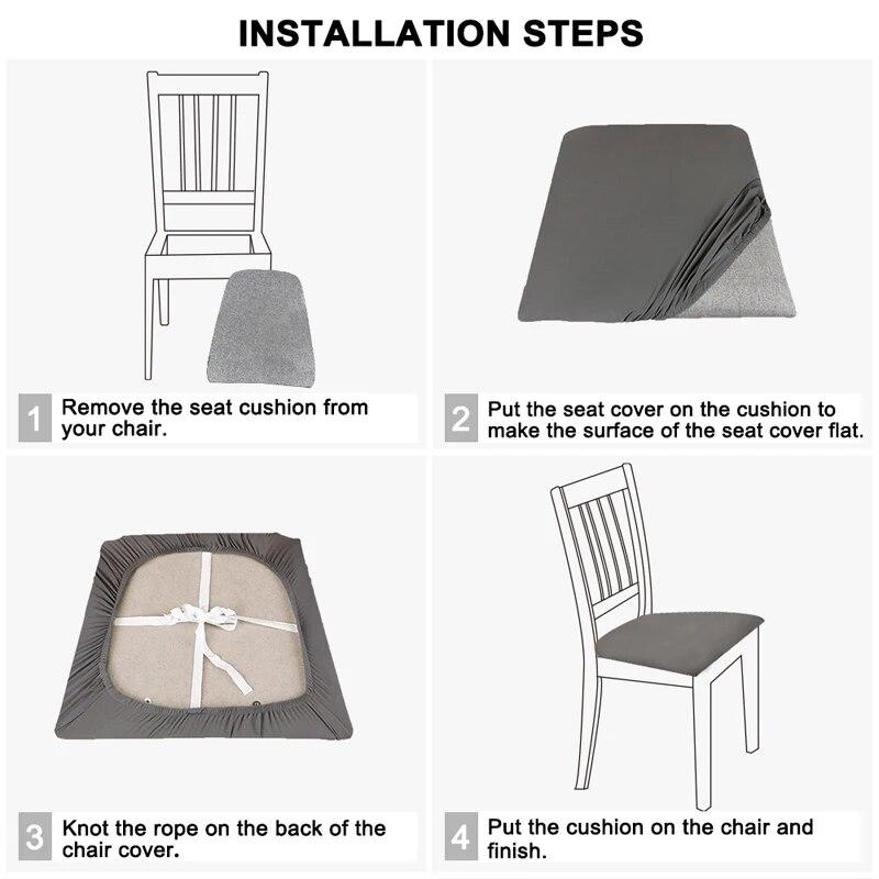 Waterproof Chair Seat Cover Solid Elastic Chair Cushion Cover Anti-dust Chair Protector Dining Room Spandex Armchair Slipcover