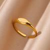 Tiny Oval Rings For Women Gold Color Stainless Steel Geometric Openning Ring Wedding Statement Jewelry  Trend Gift Bff