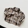 Kids Korean Style Retro Long Sleeve Plaid Shirt For Boys And Girls